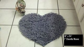 Chenille Silver Gray Heart Luxury Rug Bathroom Bath Mat