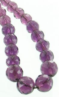 Antique Lovely Faux Amethyst Cut Crystal Bead Necklace