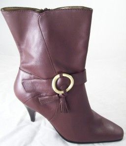 bellini women s wine leather mid calf boots 8 5w new