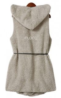 New Womens Lady Fur Hooded Cardigan Plush Vest Coat Blouse Tops 4 