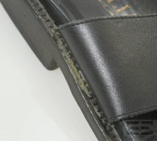 Battaglia Black Leather Double Strap Mens Sandals Size 44