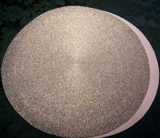 Silver Beaded Felt Backed 14 Round Placemats New But Seconds Save $ 