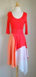 Beautiful Love Point Coral Colorblock Dress Anthropologie Earrings M 