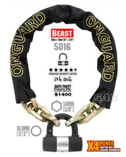 ON GUARD 5016 BEAST CHAIN MOTORCYCLE BICYCLE LOCK