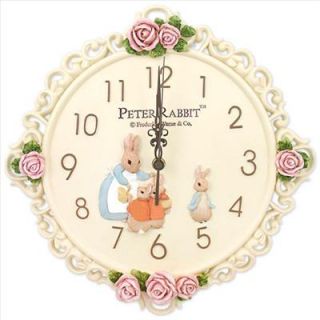 beatrix potter peter rabbit bossed wall clock rose