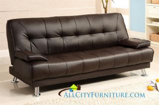 Beaumont Leatherette Futon Sofa Bed in Black Finish Day Bed Furniture 