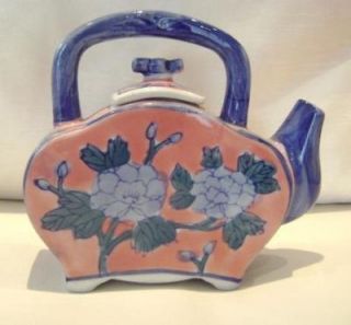 Porcelain China Pink Blue Ben Rickert Painted Tea Pot
