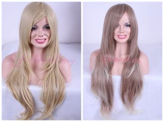 70cm Long Mix Blonde Brown Curly Layer Fashion Wig C34B