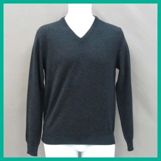 Calvin Klein Collection Mens Beaton V Neck Wool Sweater Charcoal XS $ 