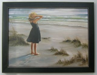 Beach Prints Woman by the Sea Framed Country Picture Print Interior 