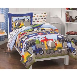   Twin Bed in a Bag Trucks & Tractors 5 Pcs Sheet Set Childerns Bedding