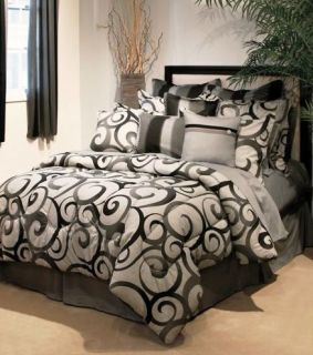 C3 Bedding Set Comforter Bed in A Bag Black Charcoal Gray Grey 