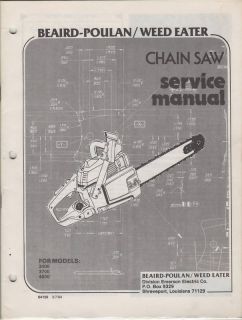 1984 Beaird Poulan Weedeater Chain Saw Service Manuals