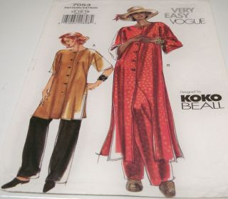 Vogue 7053 Koko Beall OOP Misses Tunic & Pants Sewing Pattern Sz 14 16 