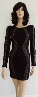 Kardashians by BEBE Black Chain Corset Dress Size Large