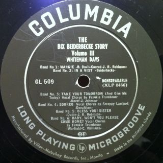 Bix Beiderbecke Story Volume III Whiteman Days LP VG