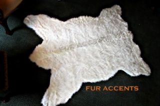 Plush Bear Skin Area Rug White Faux Fur Accent Fake Sheepskin Throw 