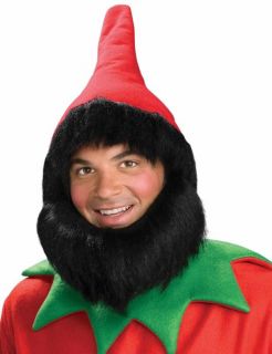 red hat beard wig unisex elf pixie dwarf gnome christmas costume 