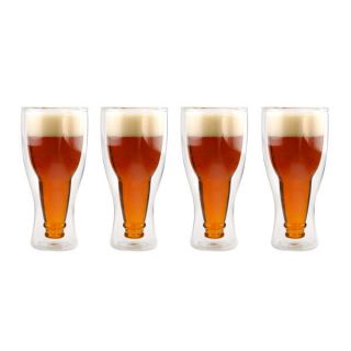 Set of 4 Hopside Down Bottle Beer Glasses Pint Glass
