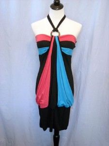   Plus Size Red Blue Black Halter Dress Tunic Top Womens Clothing