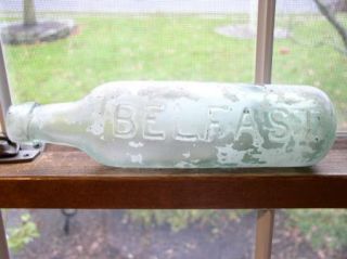   Top Greenish Aqua Round Bottom Rosss Belfast Ginger Ale Soda Bottle