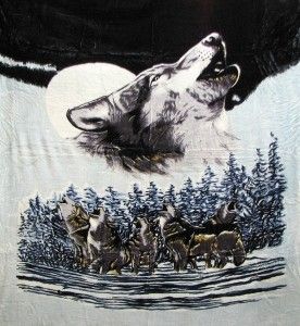 howling wolf plush blanket throw full queen bedding