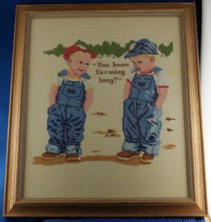 Vintage You BEEN Farming Long Needle Point Picture