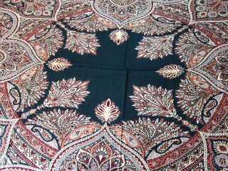   Blanket Throw Jamawar Pashmina Bedspread Black Maroon Indian Bedding