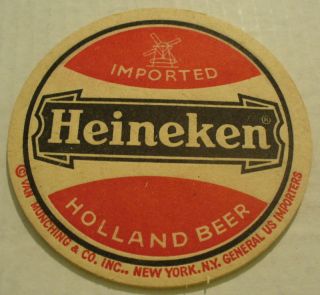 Vintage Heineken Imported Holland Beer Coaster