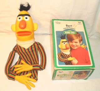Vtg 1973 Sesame Street Bert Hand Muppet Puppet w RARE BOX Henson CHILD 