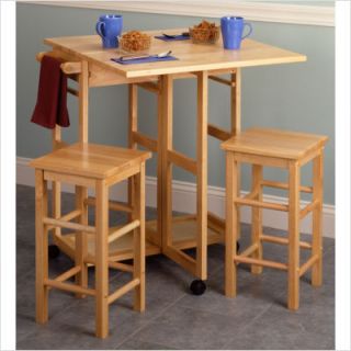Winsome Square Drop Leaf Portable Beechwood Breakfast Bar Table 2 