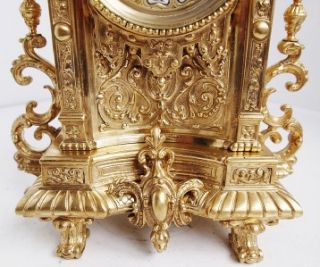   French S.Marti gilt bronze gothic 8 day bell strike mantel clock
