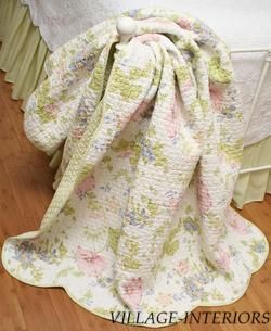Chic Shabby Bethany Pastel Floral Cotton Quilt Throw