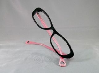 New Auth Betsey Johnson Flirtatious Eyeglasses Black w Pink Leopard 