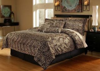 leopard animal print 7 pc king comforter set new time
