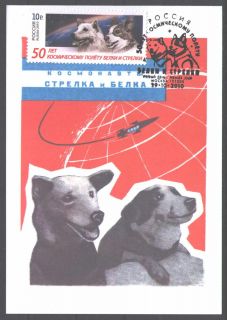 2010 RUSSIA Maxi card SPACE Dog Cosmonaut BELKA STRELKA Carte maximum