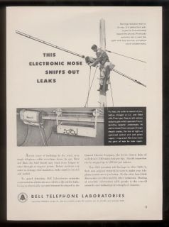 1952 Phone Lineman Photo Bell Telephone Labs Print Ad