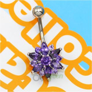   Barbell Navel Belly Button Ring Body Piercing Jewelry Purple