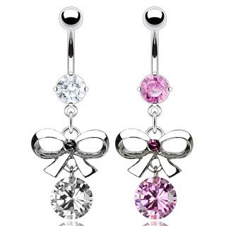  Dangle Belly Ring Prong Set Navel Button Piercing Jewelry B150