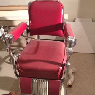 Vintage RARE Red Belmont Barber Chair