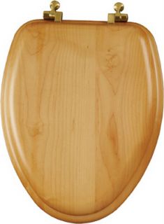 Bemis Veneer Natural Oak Elongated Wood Toilet Seat W Brass Hinges