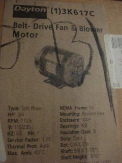 Dayton 3K617C HVAC Belt Drive Fan Blower Motor New
