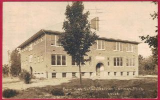 Berrien Springs MI New High School 1916 RPPC Postcard Machine Cancel C 