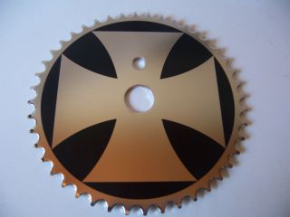 Bicycle Chainring Sprocket Iron Cross 44T Black Chrome Lowrider 