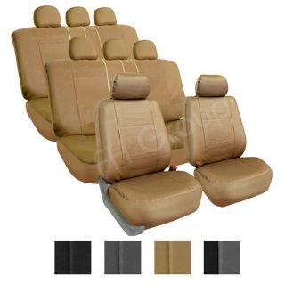   Leather Seat Covers Airbag Ready 2 Buckets 2 Split Benches Tan