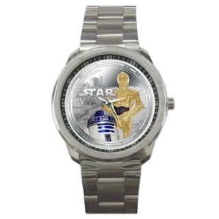 Star Wars Armband Uhr R2D2 C3PO Neu Silbernes Stahlarmband Limitierte 