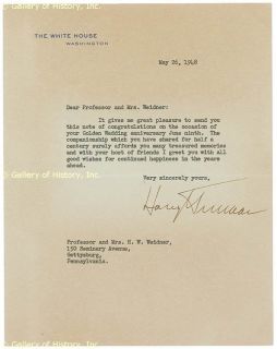HARRY S TRUMAN   TYPED LETTER SIGNED 05/26/1948