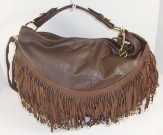 Big Buddha Brown Leather Like Large Hobo Shoulder Handbag Authentic 