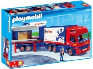 Playmobil 4323 Euro Trans Big Rig Truck Trailer Retired RC Compatible 