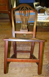 Early Country Chippendale Mahogany Side Chair Rush Seat